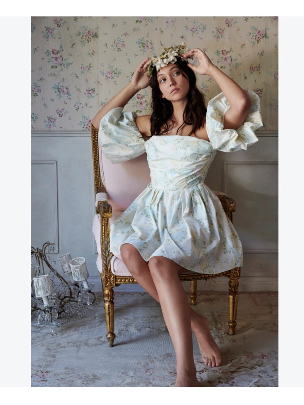 Shabby Chic Clara Cottagecore Off the Shoulder Dress in Sweetcorn Sz S